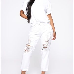 fashion nova Zora boyfriend jeans - white
